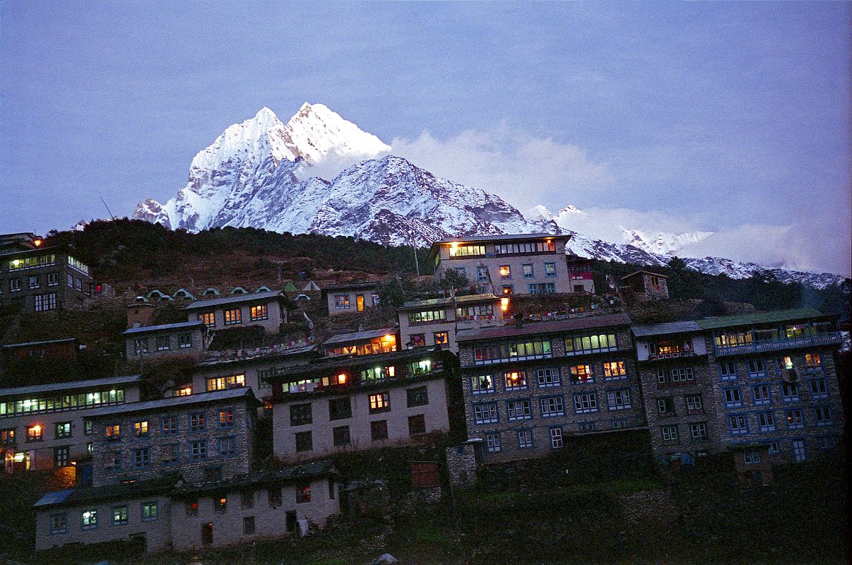 11 Namche AFter Sunset With Thamserku Above